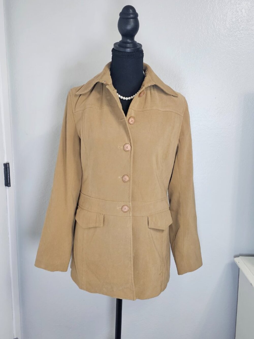 Vintage Vertical Club Camel Tan Blazer Jacket - Women's Size XS - Picture 2 of 8